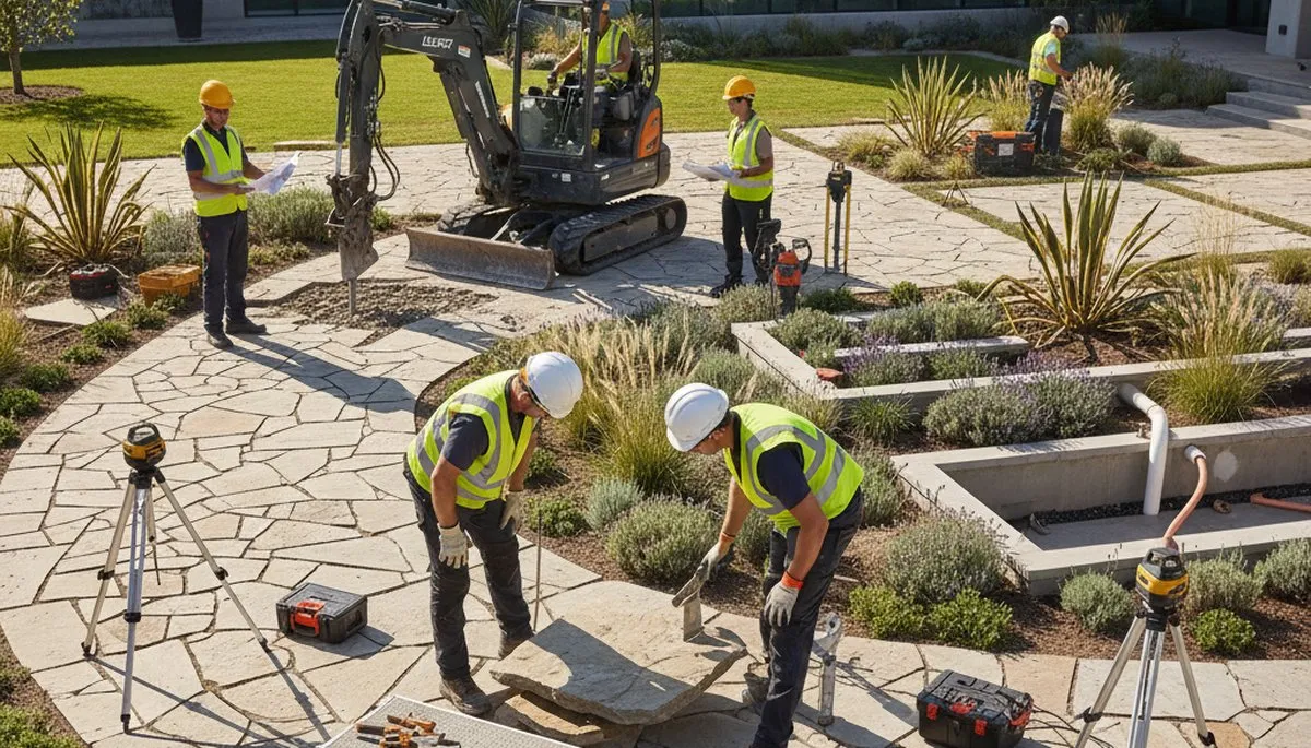 Austin, TX arborist designing a low-maintenance landscape for a tree service client
