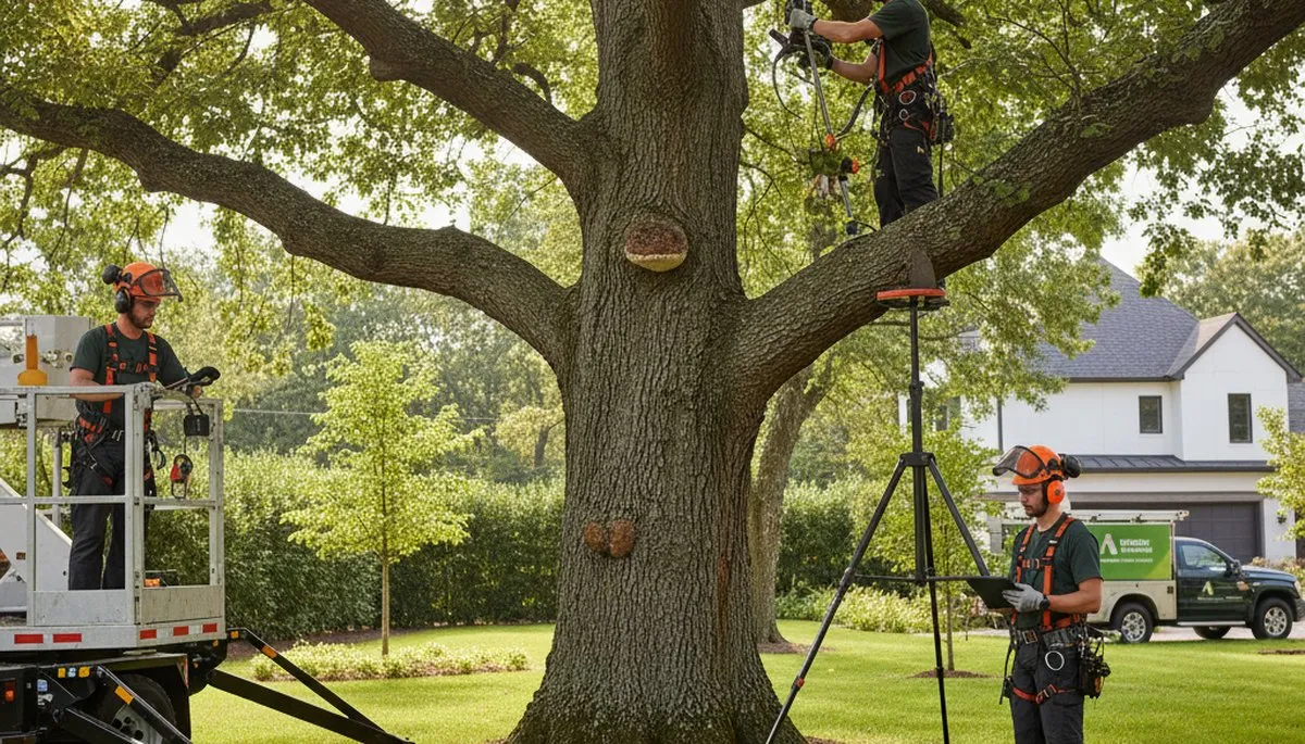 Austin, TX arborist treating tree disease to protect oak trees from fungal infection and oak wilt